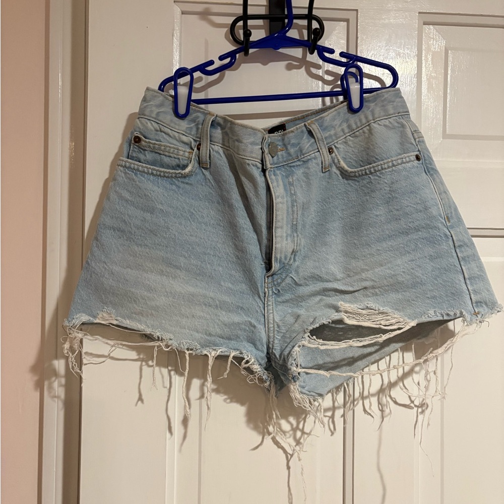 BDG Blue Distressed Denim Shorts